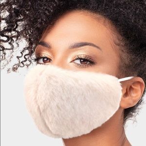 Ivory Faux Fur Fashion Mask